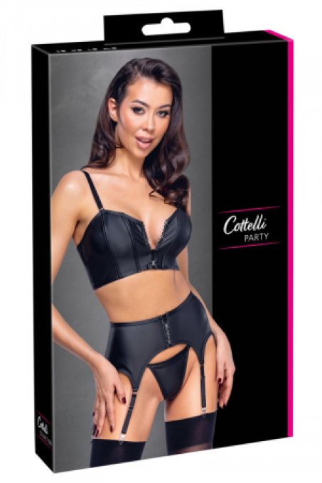 Ensemble lingerie 3 pièces avec porte-jarretelles - Cottelli PARTY