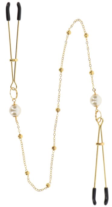 Pince-tétons avec chaîne Tweezers Pearls Taboom Dorées