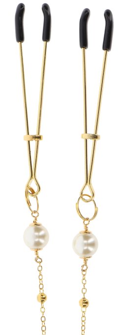 Pince-tétons avec chaîne Tweezers Pearls Taboom Dorées