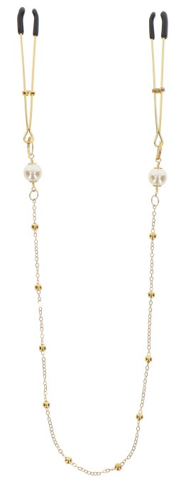 Pince-tétons avec chaîne Tweezers Pearls Taboom Dorées