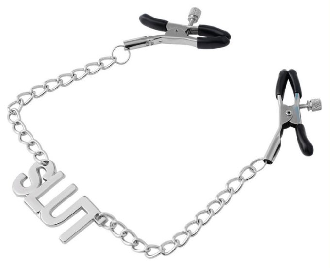 Pince-Tétons avec plaque Slut 38cm