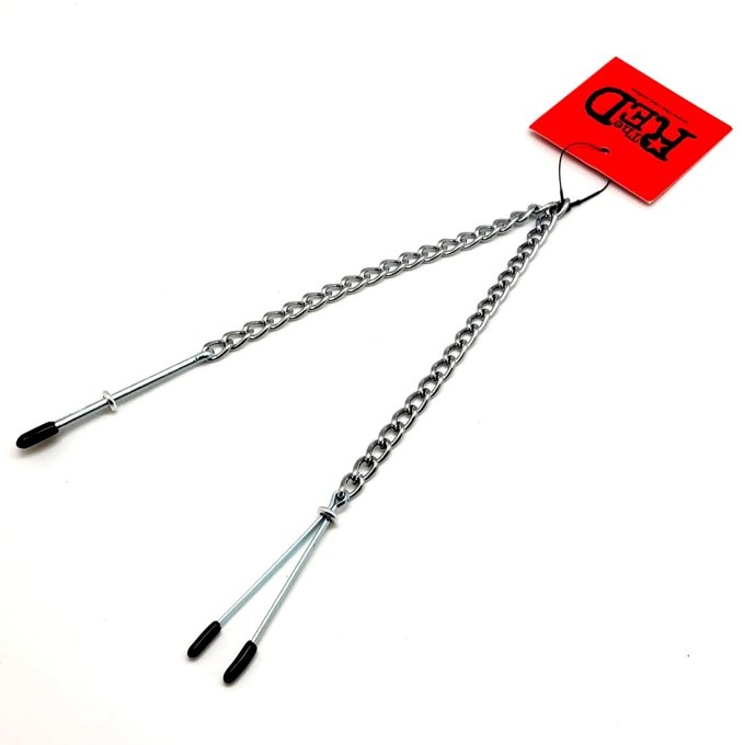 Pinces à seins plates métalliques avec chaine