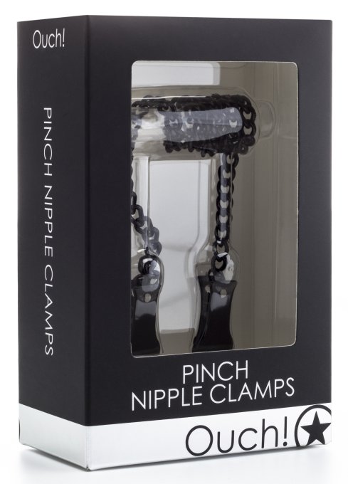 Pinces pour tétons PINCH Chaîne 35cm Noires