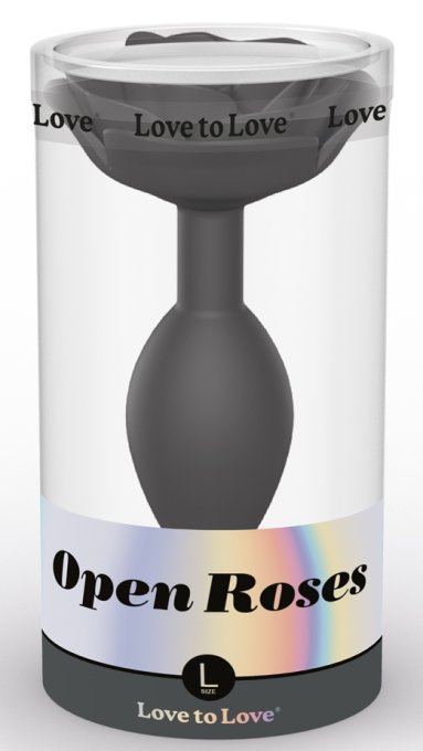 Plug anal bijou Open Roses L 9 x 3.8cm Noir