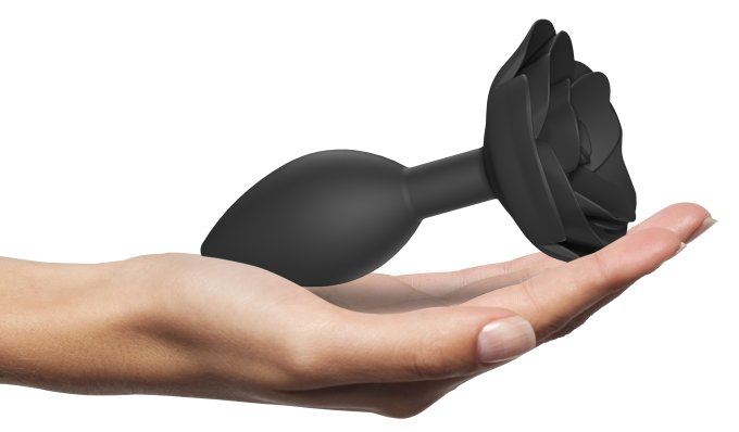 Plug anal bijou Open Roses L 9 x 3.8cm Noir