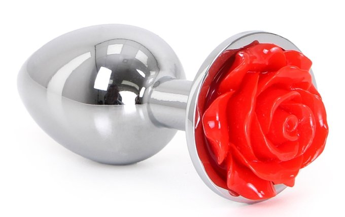 Plug Bijou anal Alu avec Rose 6 x 2.8 cm