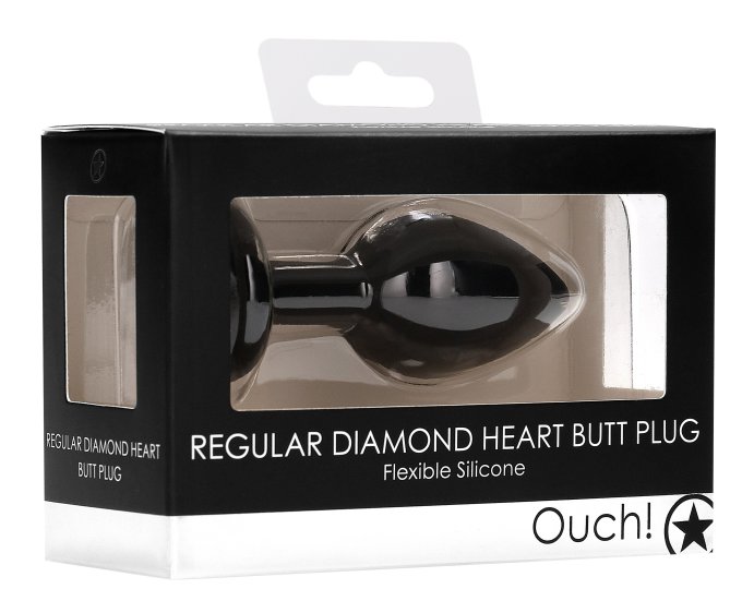 Plug Bijou Anal silicone Heart Noir 6 x 2.8 cm