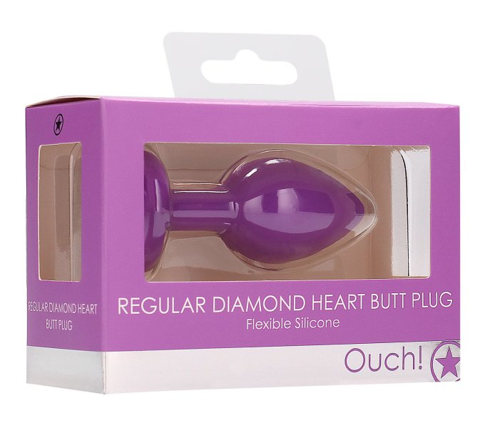 Plug Bijou Anal silicone Heart Violet 6 x 2.8 cm