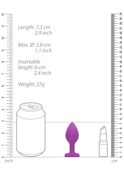 Plug Bijou Anal silicone Heart Violet 6 x 2.8 cm