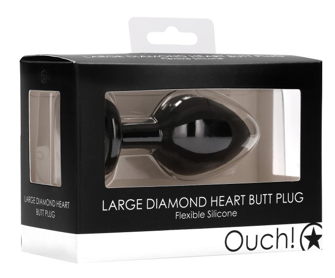 Plug Bijou Anal Silicone Heart Noir 7 x 3.5 cm