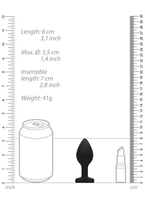 Plug Bijou Anal Silicone Heart Noir 7 x 3.5 cm