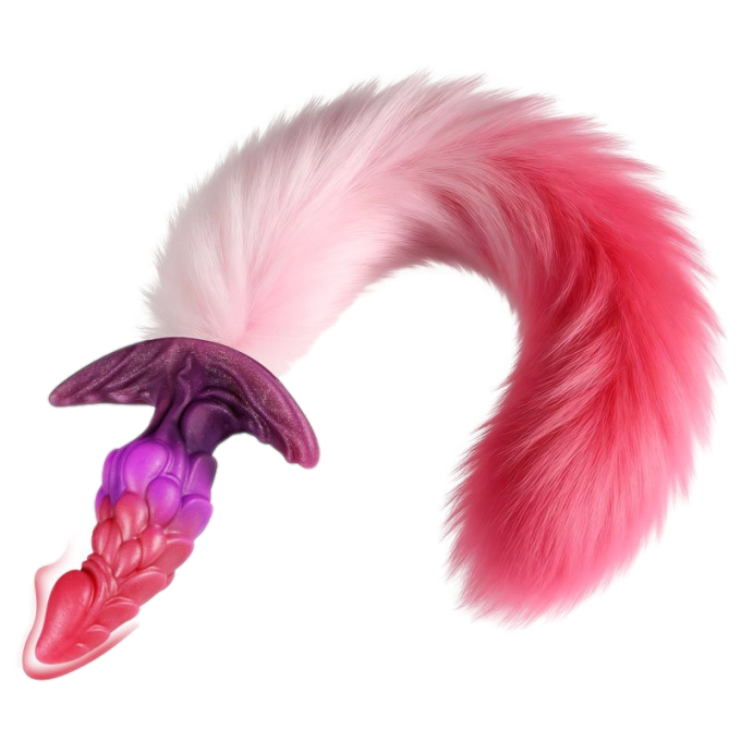 Plug dragon queue de renard Drakonyx 13 x 4.6cm queue 40 cm roses