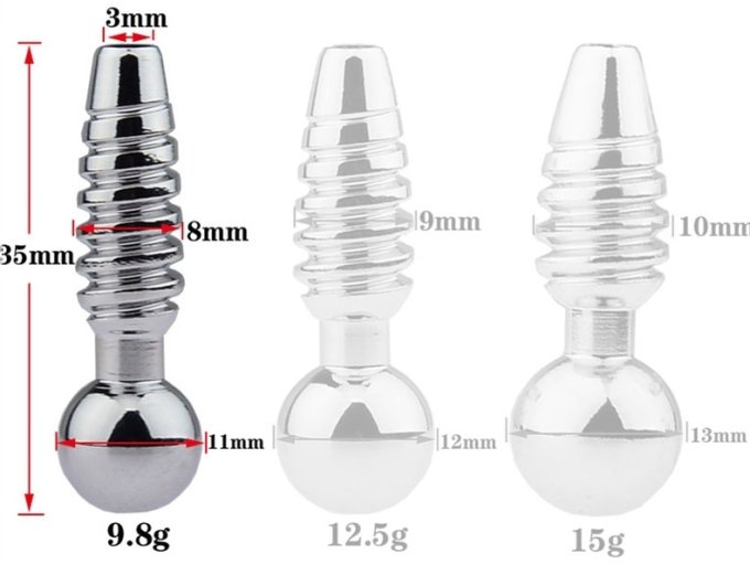 Plug pénis percé Screw 2.5cm - Diamètre 8mm