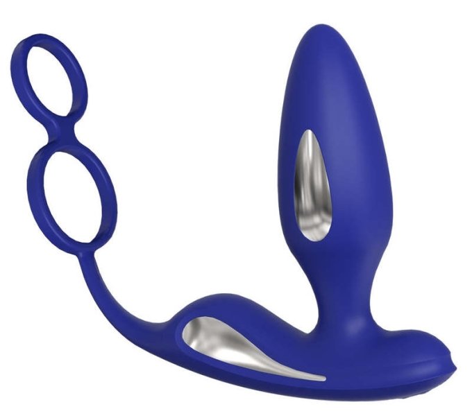 Plug vibrant Électro + Ballstretcher Lawis 10 x 3.7cm Bleu