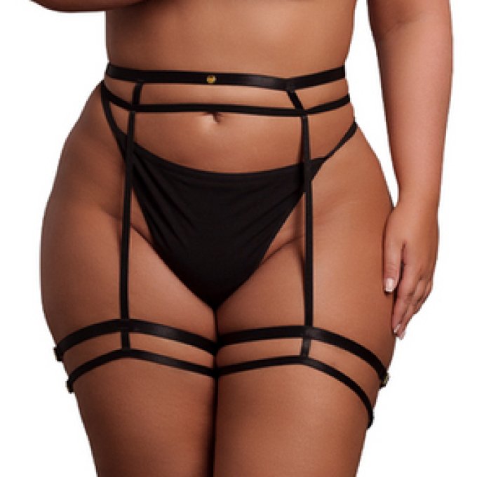 Porte-jarretelles Grande Taille Double Strap Noir