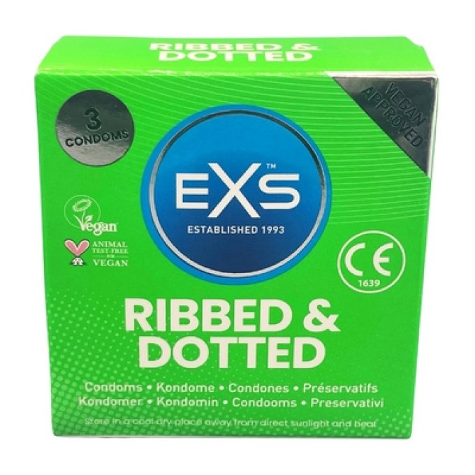 Préservatifs texturés Ribbed & Dotted x3