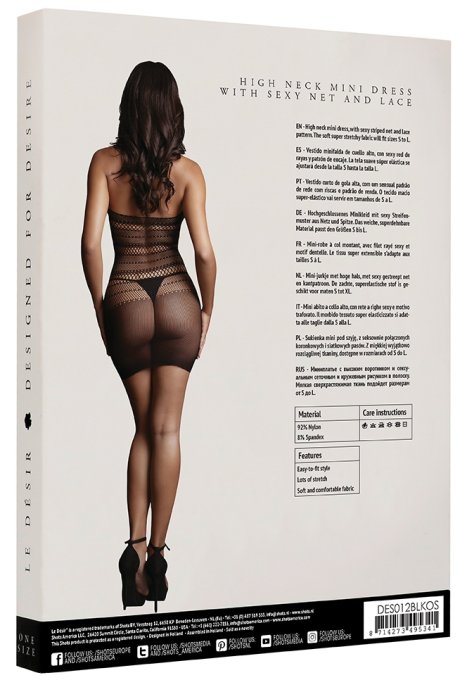 Robe sexy High Lace Neck Net Noir