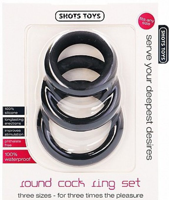 Set de 3 cockrings noirs en silicone