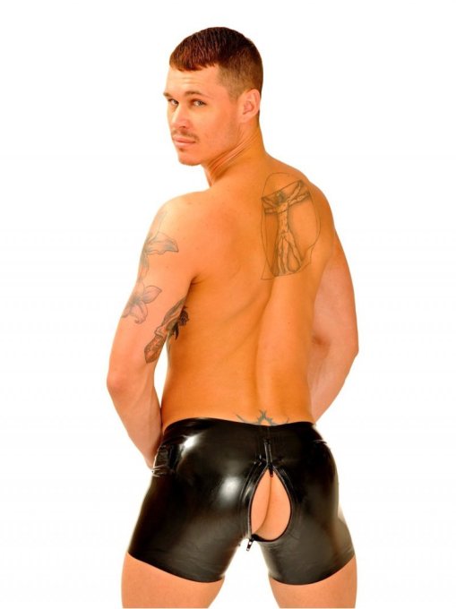 Short en Latex Coupe cycliste avec Zip