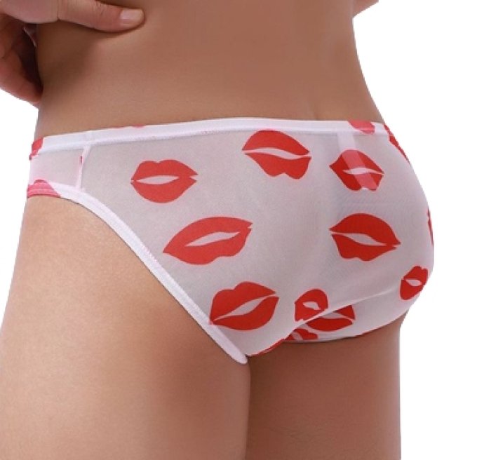 Slip sexy Kiss Lips Blanc