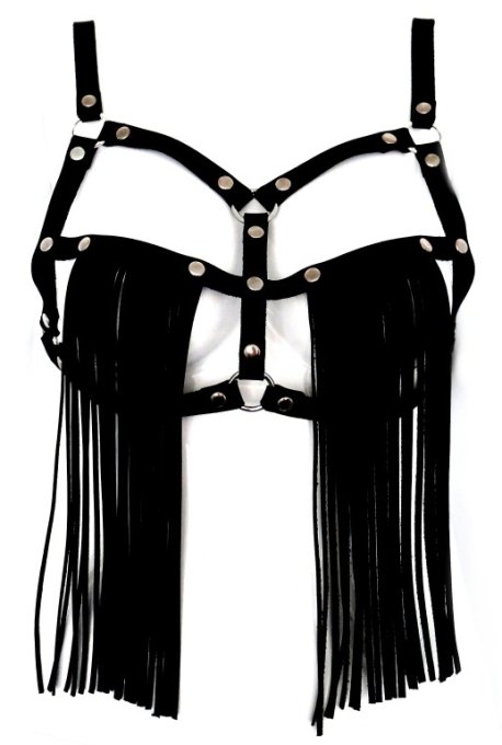 SOUTIEN GORGE EN CUIR AVEC FRANGES