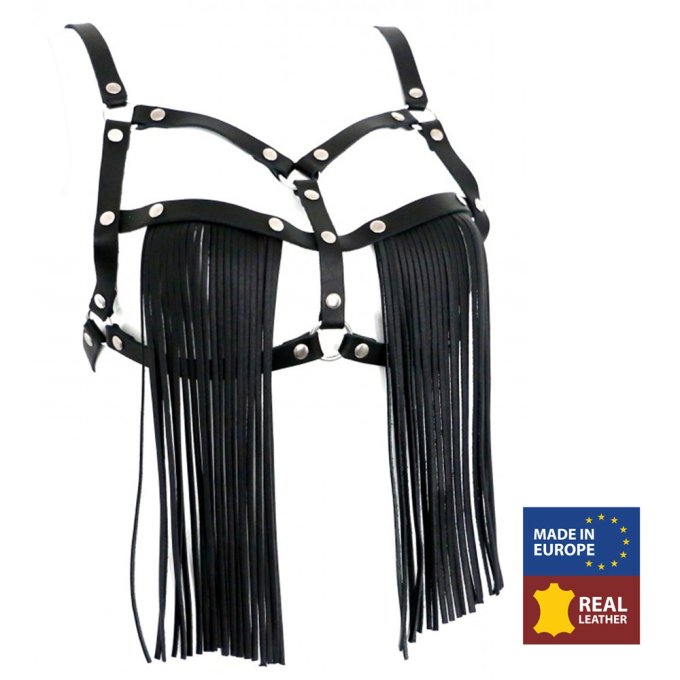 SOUTIEN GORGE EN CUIR AVEC FRANGES