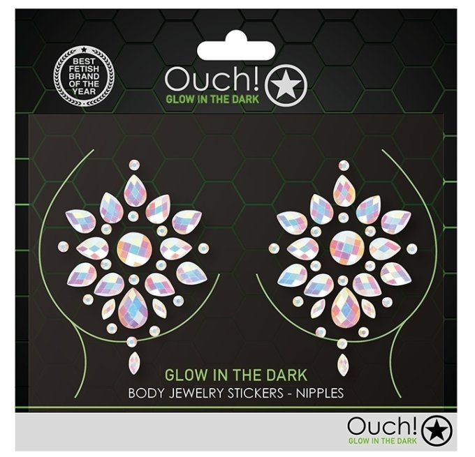 Stickers Cache-seins strass phosphorescents Glow Nipples