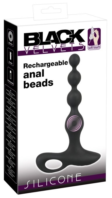Stimulateur Beads Velvet 16.5 x 3.5 cm Noir