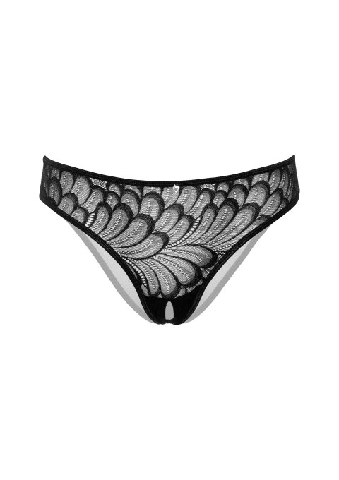 String avec ouverture intime Crotch Hip Noir