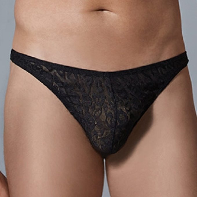 String Dentelle Leopard Allure Noir