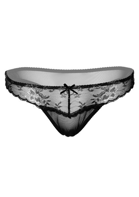 String Sexy Floral Lace Noir