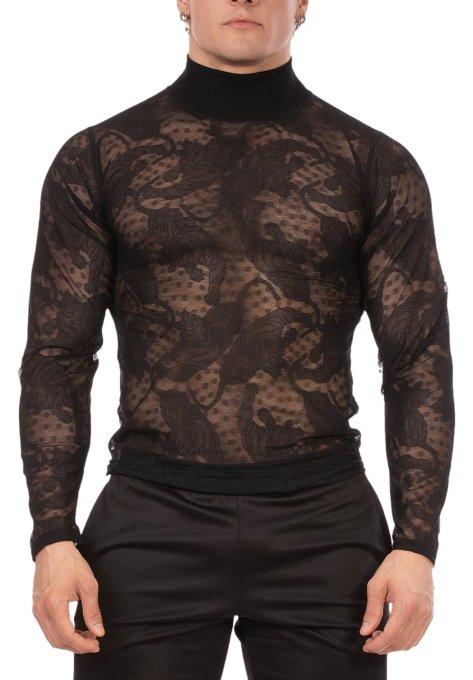 T-shirt Dentelle Mete Noir