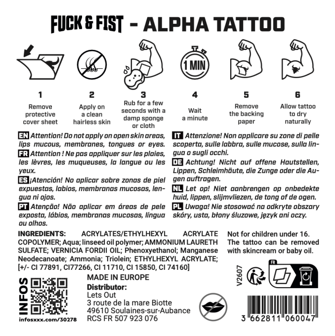 Tatouage temporaire Alpha 9 x 8cm