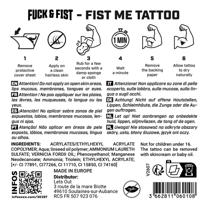 Tatouage temporaire Fist Me 9 x 8.5cm