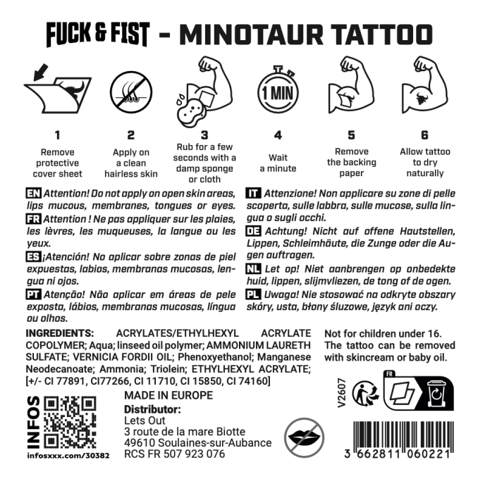 Tatouage temporaire Minotaure 9 x 7.5cm
