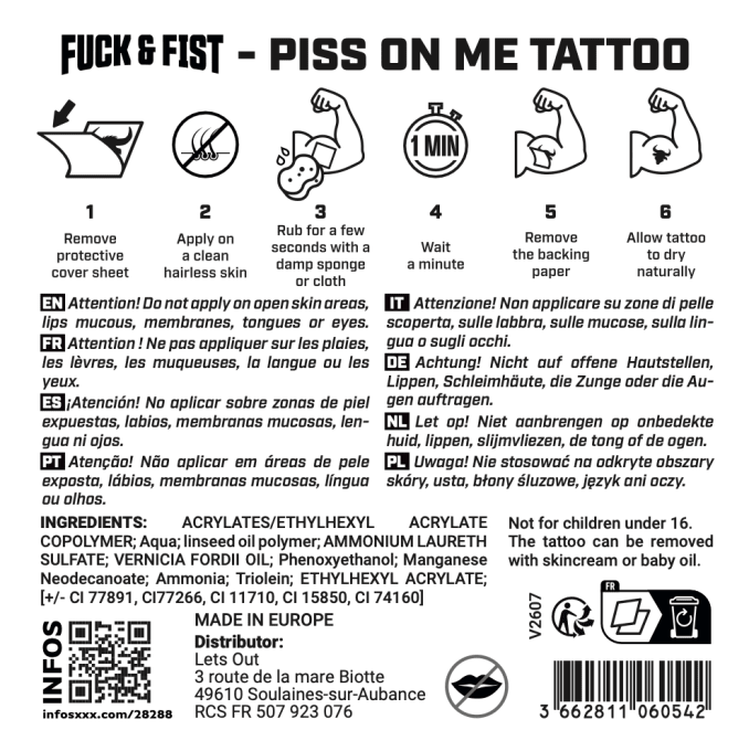 Tatouage temporaire Piss on Me 8.5 x 7cm