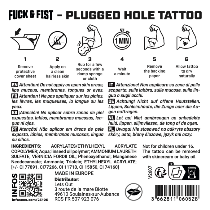 Tatouage temporaire Plugged Hole 9 x 6cm