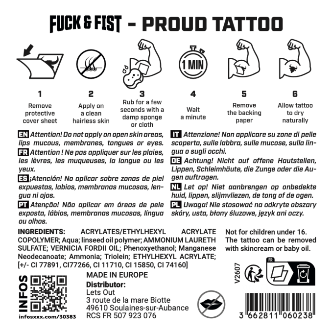 Tatouage temporaire Proud 9 x 8.5cm