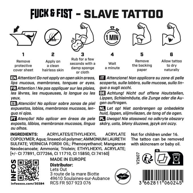 Tatouage temporaire Slave 9 x 8.5cm