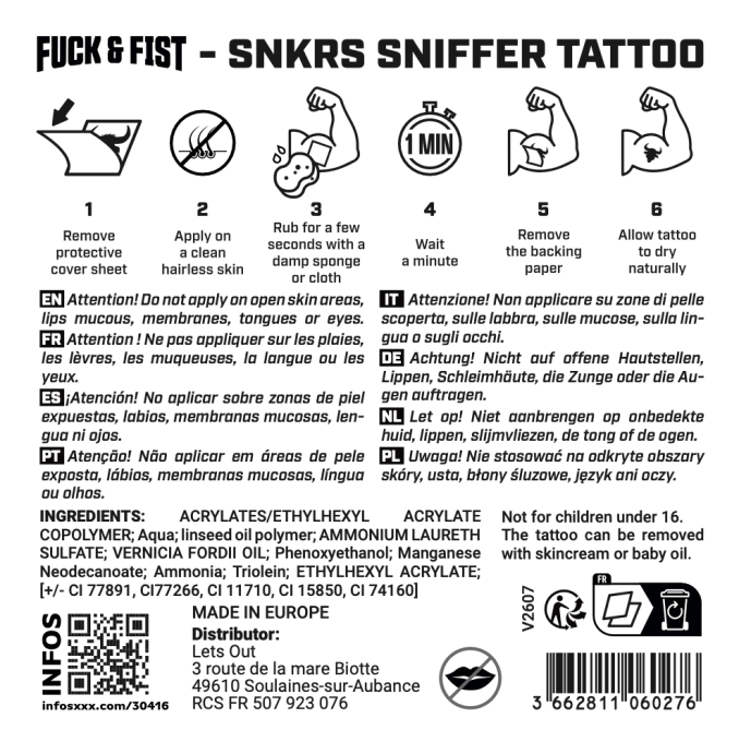 Tatouage temporaire Snkrs Sniffer 9 x 8.5cm