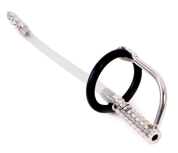 Tige d'urètre percée Catheter Ribbed 21cm - Diamètre 9mm