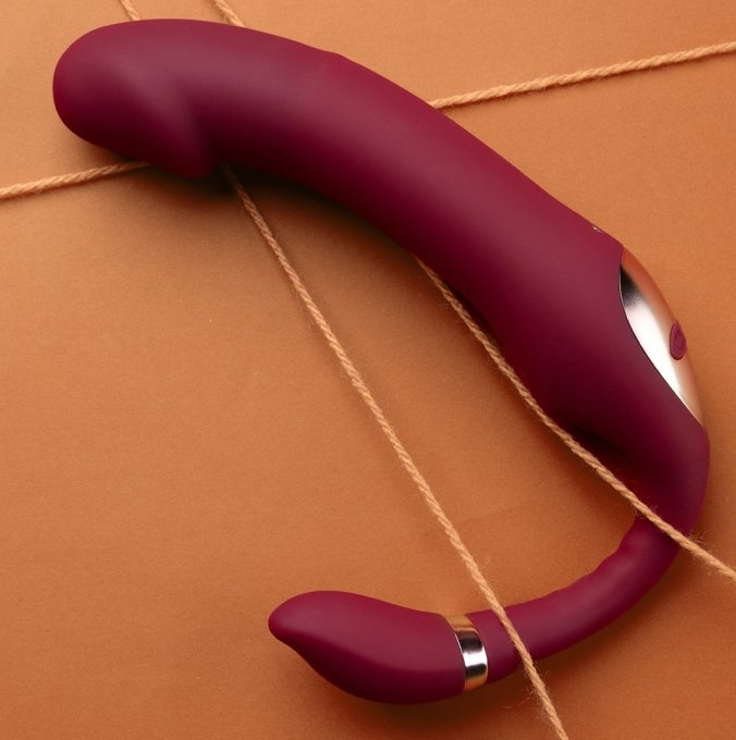 Vibromasseur sans harnais Strapless Loveline 12 x 3.8cm Violet